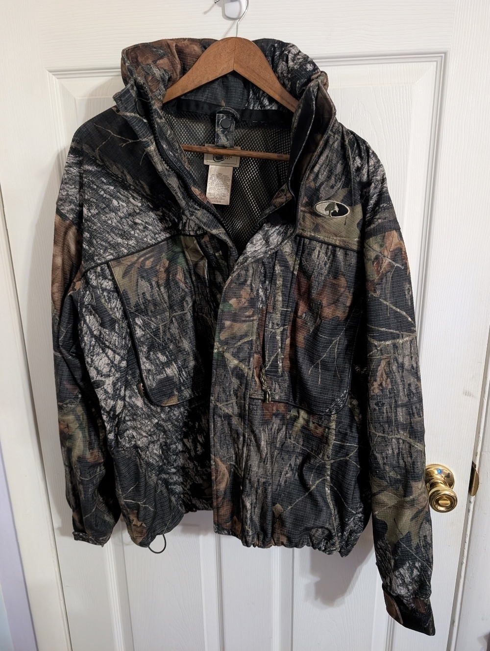 APX Instinct Mossy Oak Mens Jacket Break Up Camo Zip Off Shell Only Size Large